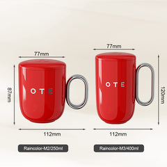 Hrnček na kávu OTE s rúčkou, 12 oz/8 oz (350/220 ml) izolovaný cestovný hrnček z nehrdzavejúcej ocele, dvojstenný opakovane použiteľný hrnček na kávu