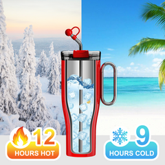 OTE 1.2 L (1140 g) Cestovný hrnček s rúčkou, dvojstenný oceľový vákuovo izolovaný hrnček so slamkou, bez BPA, prenosný hrnček do auta, termohrnček, šálka na kávu na teplé a studené nápoje