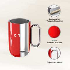 Hrnček na kávu OTE s rúčkou, 12 oz/8 oz (350/220 ml) izolovaný cestovný hrnček z nehrdzavejúcej ocele, dvojstenný opakovane použiteľný hrnček na kávu