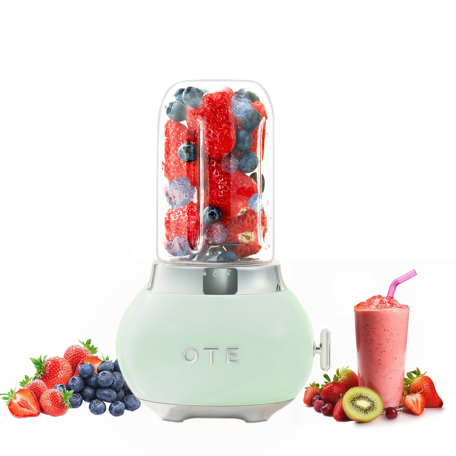 Ote smoothie maker блендер, ретро кухня малък стъклен блендер за шейкове и smoothies, с 400ml стъкло