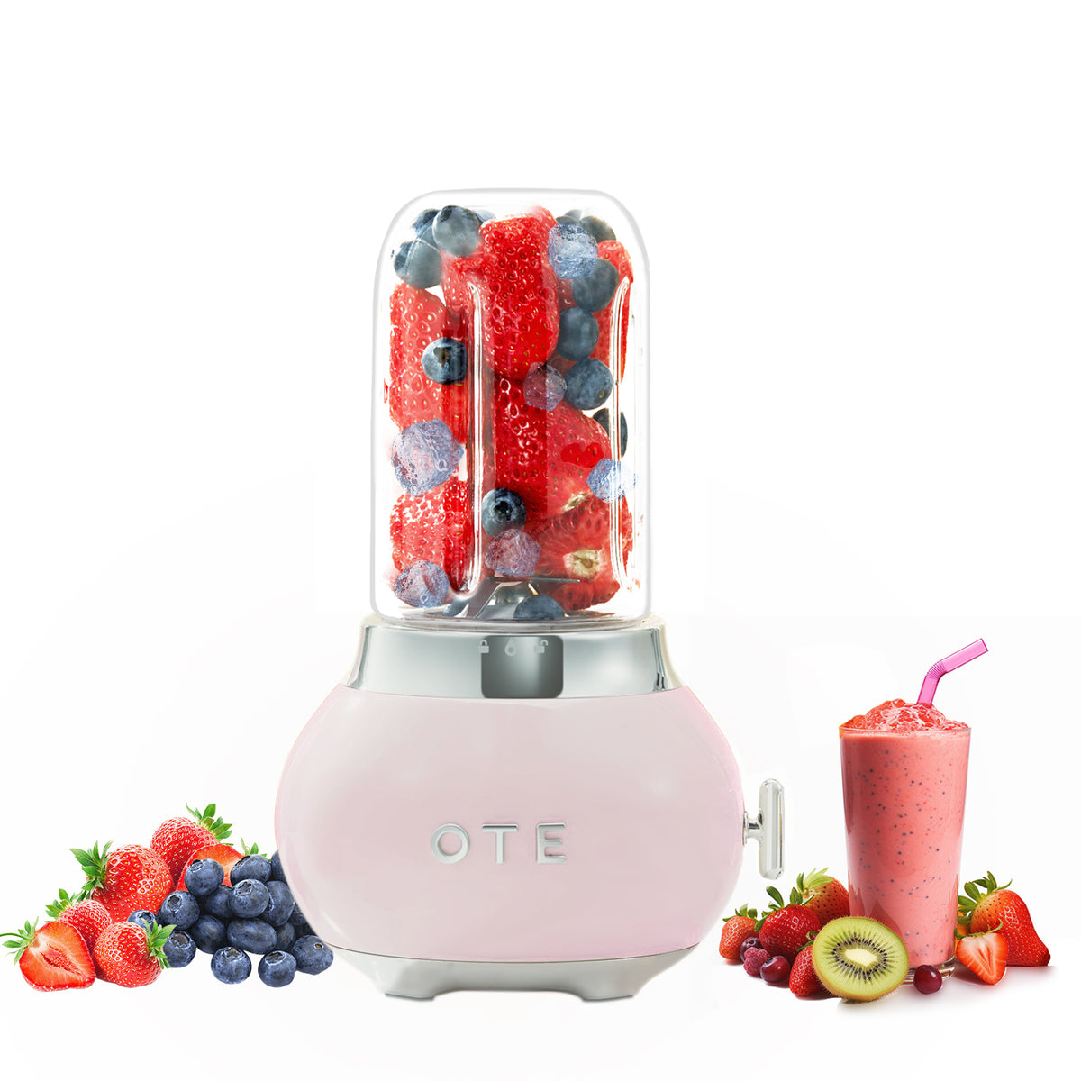 Ote smoothie maker mixér, retro kuchynský malý sklo mixér pre kokle a smoothies, s 400ml sklom