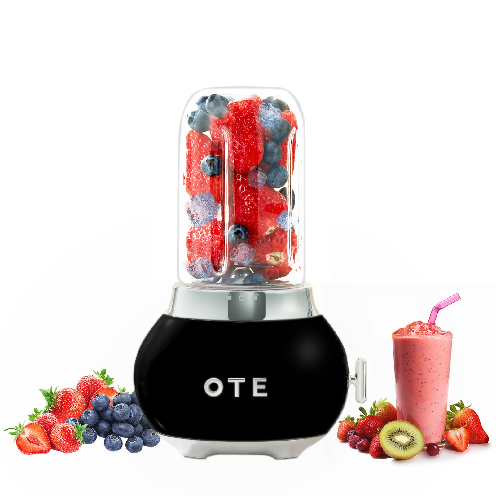 Ote smoothie maker блендер, ретро кухня малък стъклен блендер за шейкове и smoothies, с 400ml стъкло